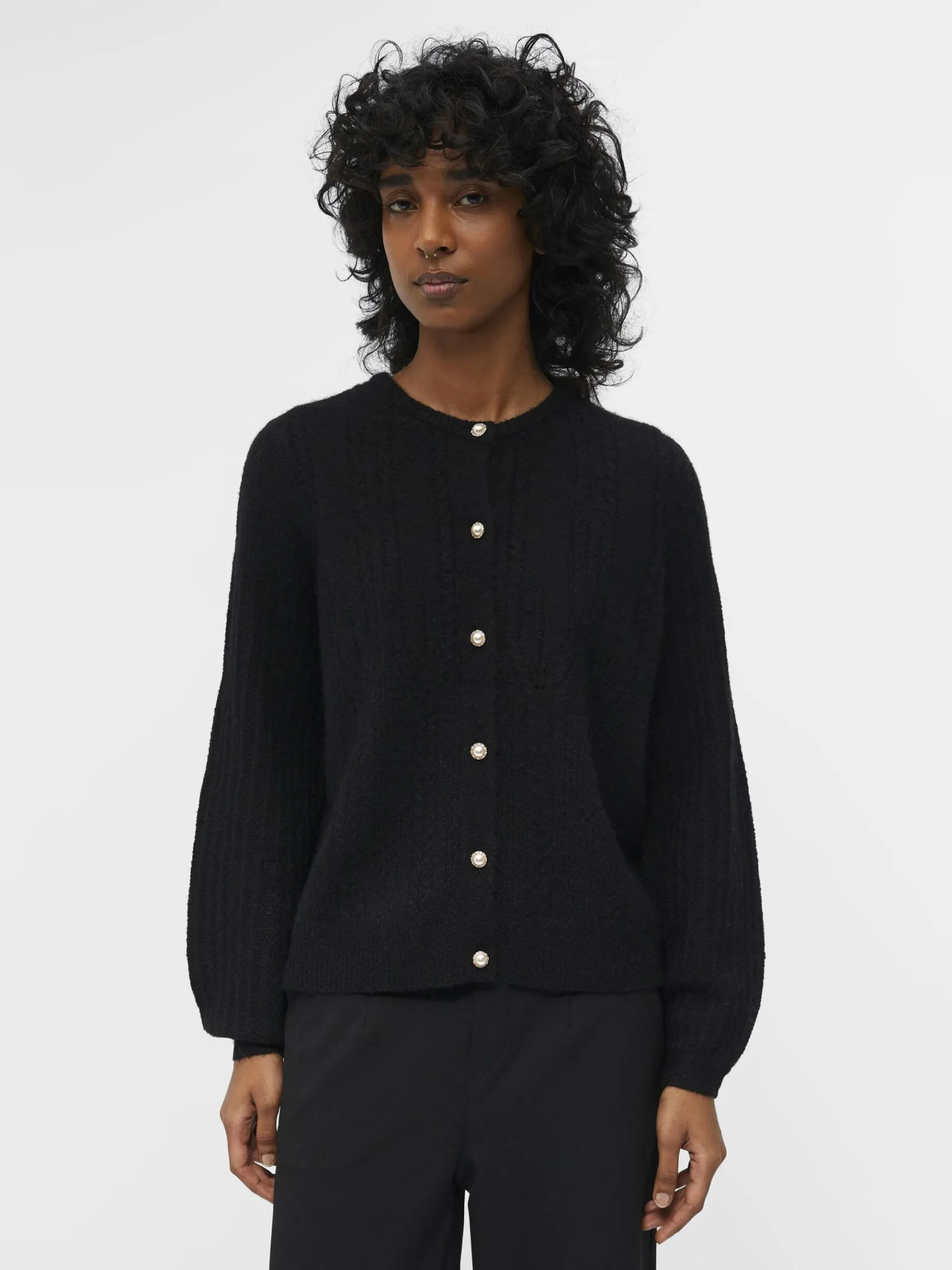 OBJECT Cardigans|Stickat*ALPACKA- OCH YLLEBLANDNING KOFTA Black