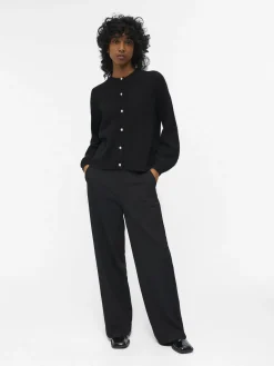 OBJECT Cardigans|Stickat*ALPACKA- OCH YLLEBLANDNING KOFTA Black