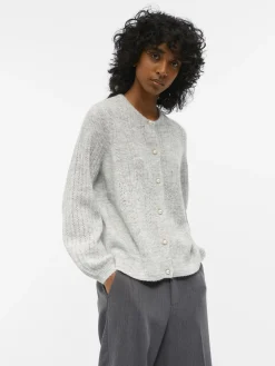 OBJECT Cardigans|Stickat*ALPACKA- OCH YLLEBLANDNING KOFTA Light Grey Melange