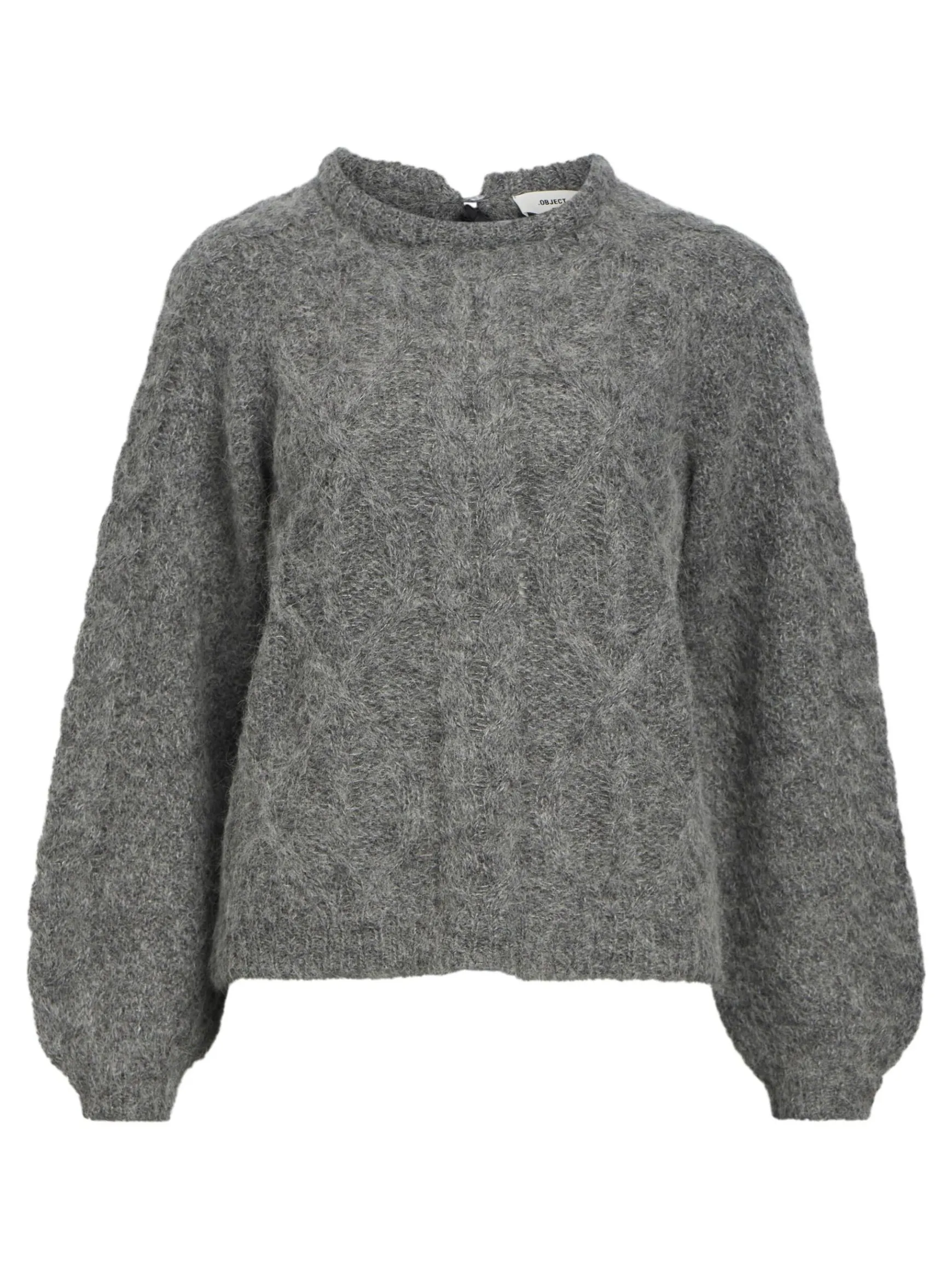 OBJECT Stickat*ALPACKAULLBLANDNING STICKAD TRÖJA Medium Grey Melange