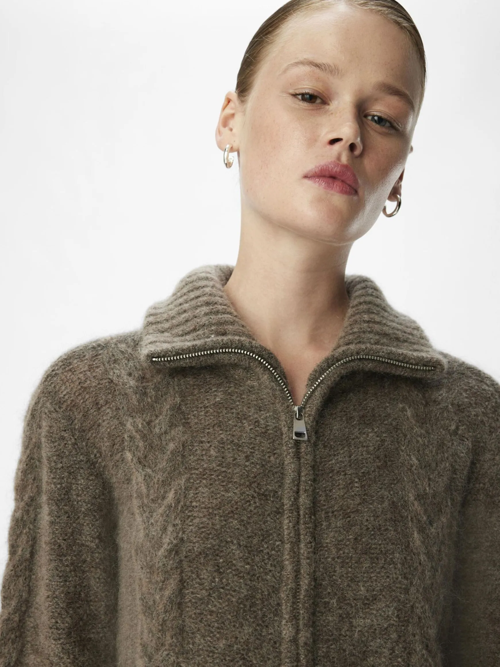 OBJECT Cardigans*BLIXTLÅS STICKAD KOFTA Morel