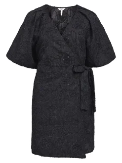 OBJECT Klänningar*BLOMMIG OMLOTTKLÄNNING Black