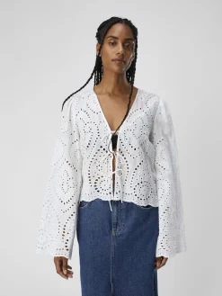 OBJECT Skjortor|Toppar*BRODERIE ANGLAISE BLUS Cloud Dancer