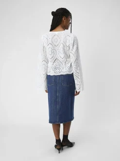 OBJECT Skjortor|Toppar*BRODERIE ANGLAISE BLUS Cloud Dancer