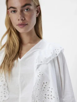 OBJECT Toppar|Skjortor*BRODERIE ANGLAISE BLUS Cloud Dancer