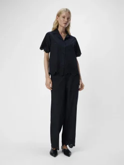 OBJECT Byxor*BRODERIE ANGLAISE BYXOR Black