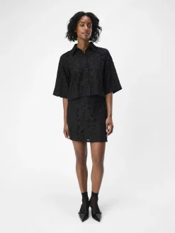 OBJECT Kjolar*BRODERIE ANGLAISE MINIKJOL Black