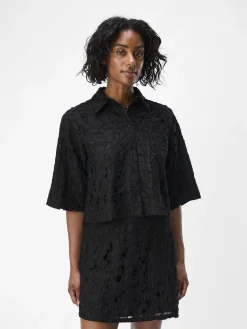 OBJECT Skjortor|Toppar*BRODERIE ANGLAISE SKJORTA Black