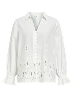 OBJECT Skjortor|Toppar*BRODERIE ANGLAISE SKJORTA Cloud Dancer