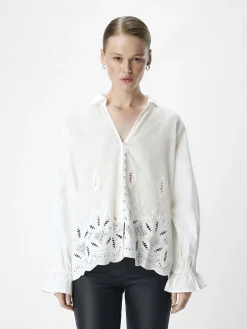 OBJECT Skjortor|Toppar*BRODERIE ANGLAISE SKJORTA Cloud Dancer