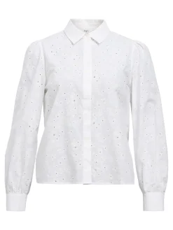 OBJECT Skjortor|Toppar*BRODERIE ANGLAISE SKJORTA Cloud Dancer