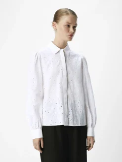 OBJECT Skjortor|Toppar*BRODERIE ANGLAISE SKJORTA Cloud Dancer