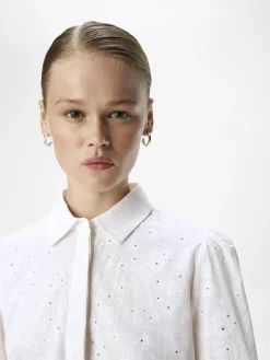 OBJECT Skjortor|Toppar*BRODERIE ANGLAISE SKJORTA Cloud Dancer