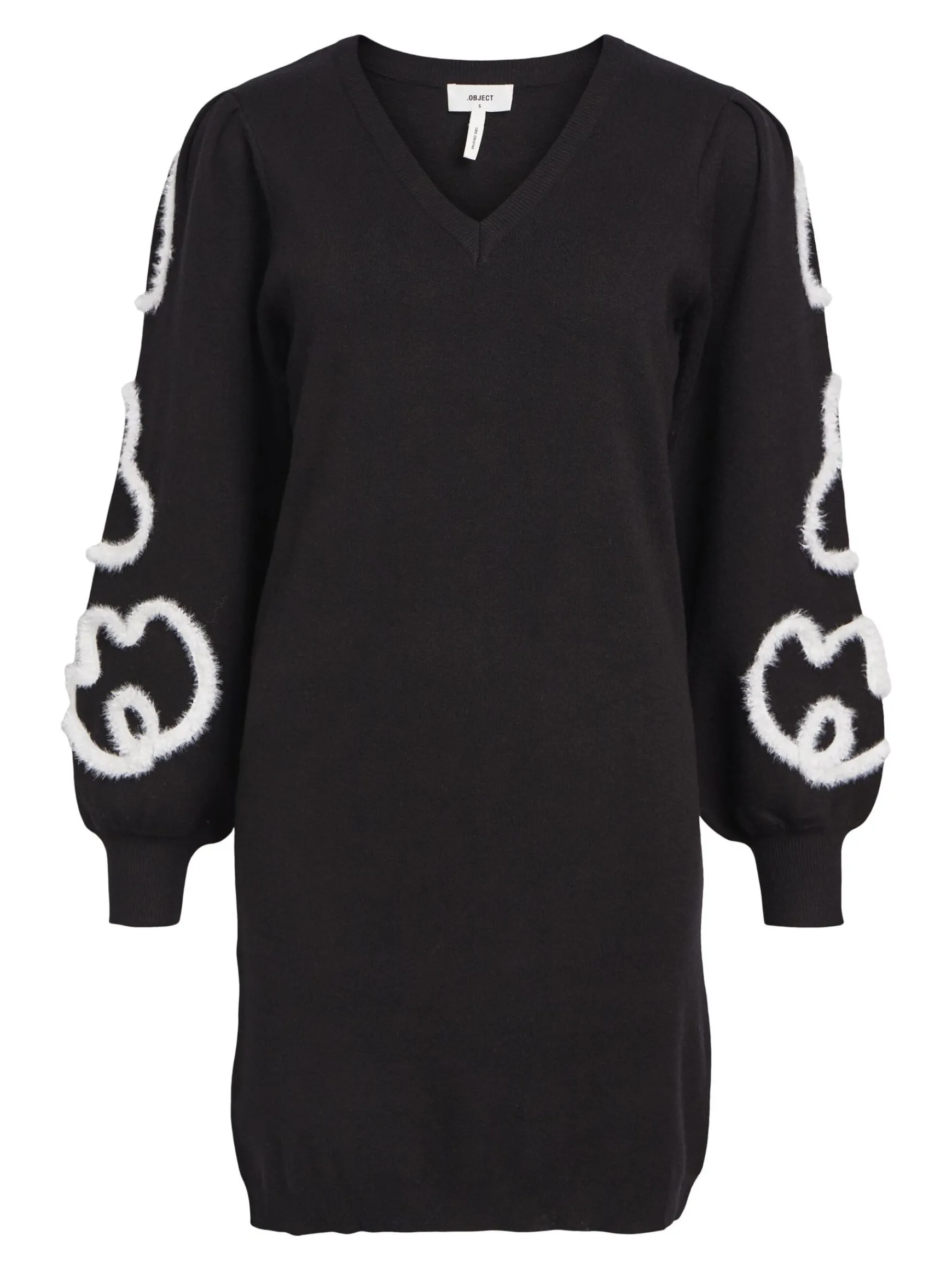 OBJECT Klänningar*BRODYRPRYDD STICKAD KLÄNNING Black