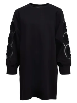 OBJECT Klänningar*BRODYRPRYDD TRÖJKLÄNNING Black