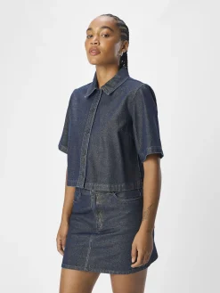 OBJECT Skjortor*COATADE JEANSSKJORTA Dark Blue Denim