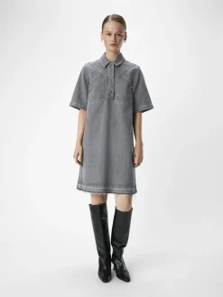 OBJECT Klänningar*DENIM KORT KLÄNNING Light Grey Denim
