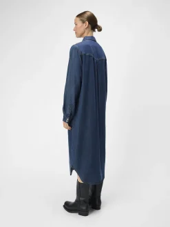 OBJECT Klänningar*DENIM MAXIKLÄNNING Dark Blue Denim