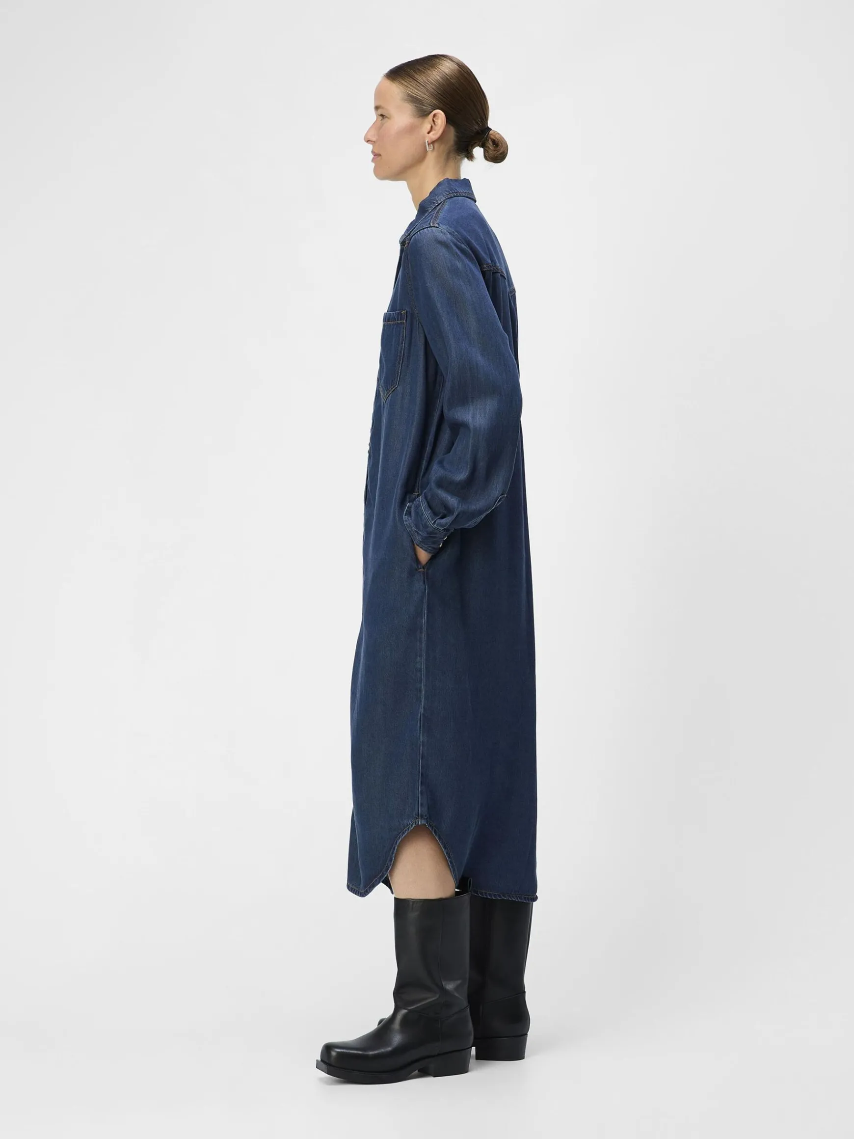 OBJECT Klänningar*DENIM MAXIKLÄNNING Dark Blue Denim