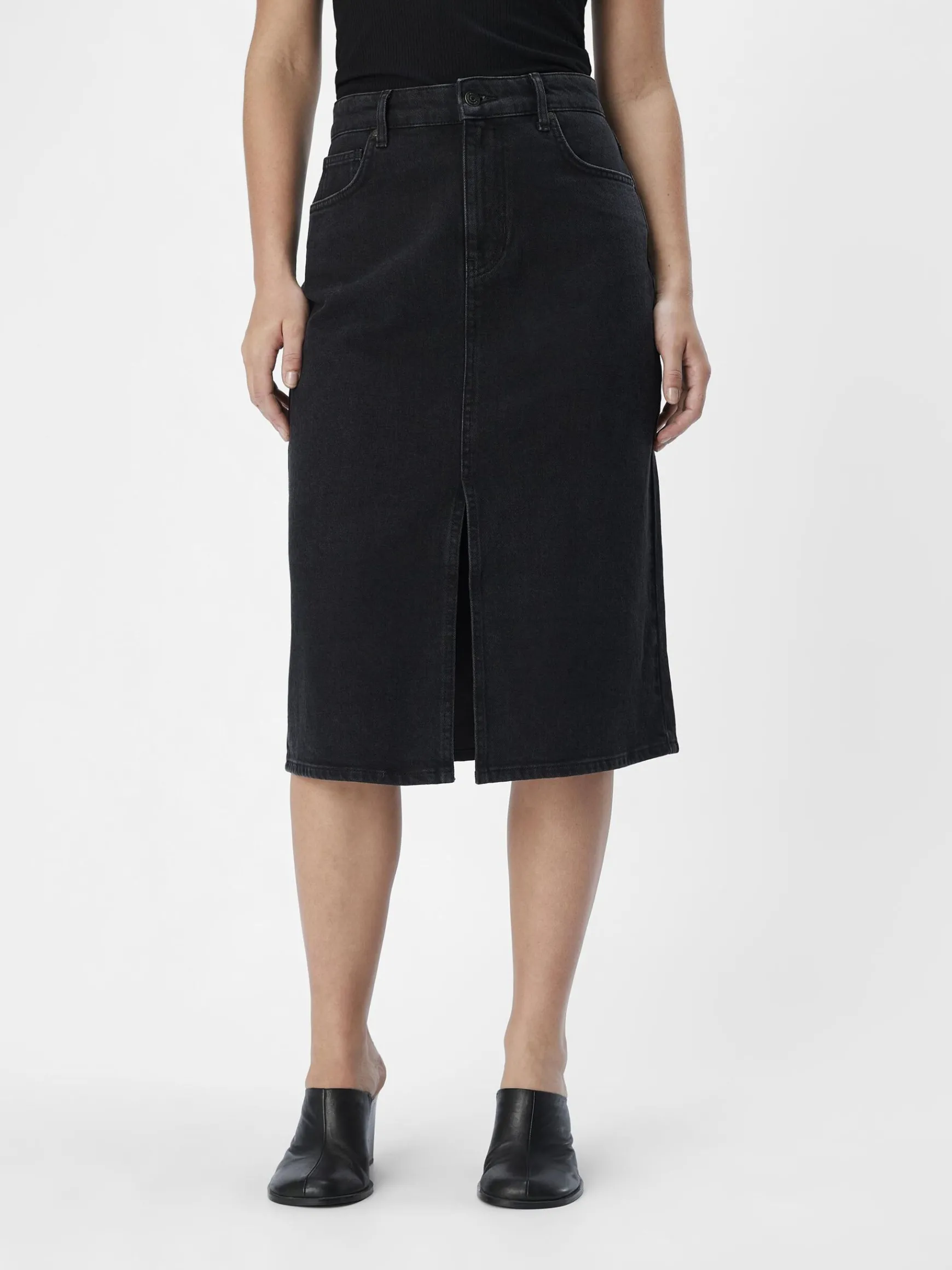 OBJECT Basic|Kjolar*DENIM MIDIKJOL Black Denim