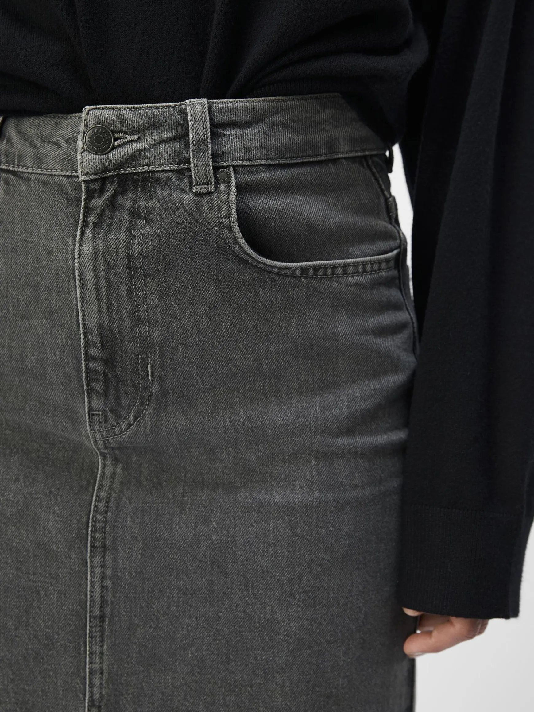 OBJECT Kjolar*DENIM MIDIKJOL Grey Denim