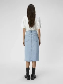 OBJECT Basic|Kjolar*DENIM MIDIKJOL Light Blue Denim