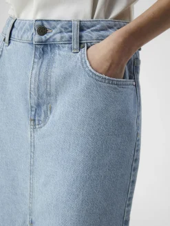OBJECT Basic|Kjolar*DENIM MIDIKJOL Light Blue Denim