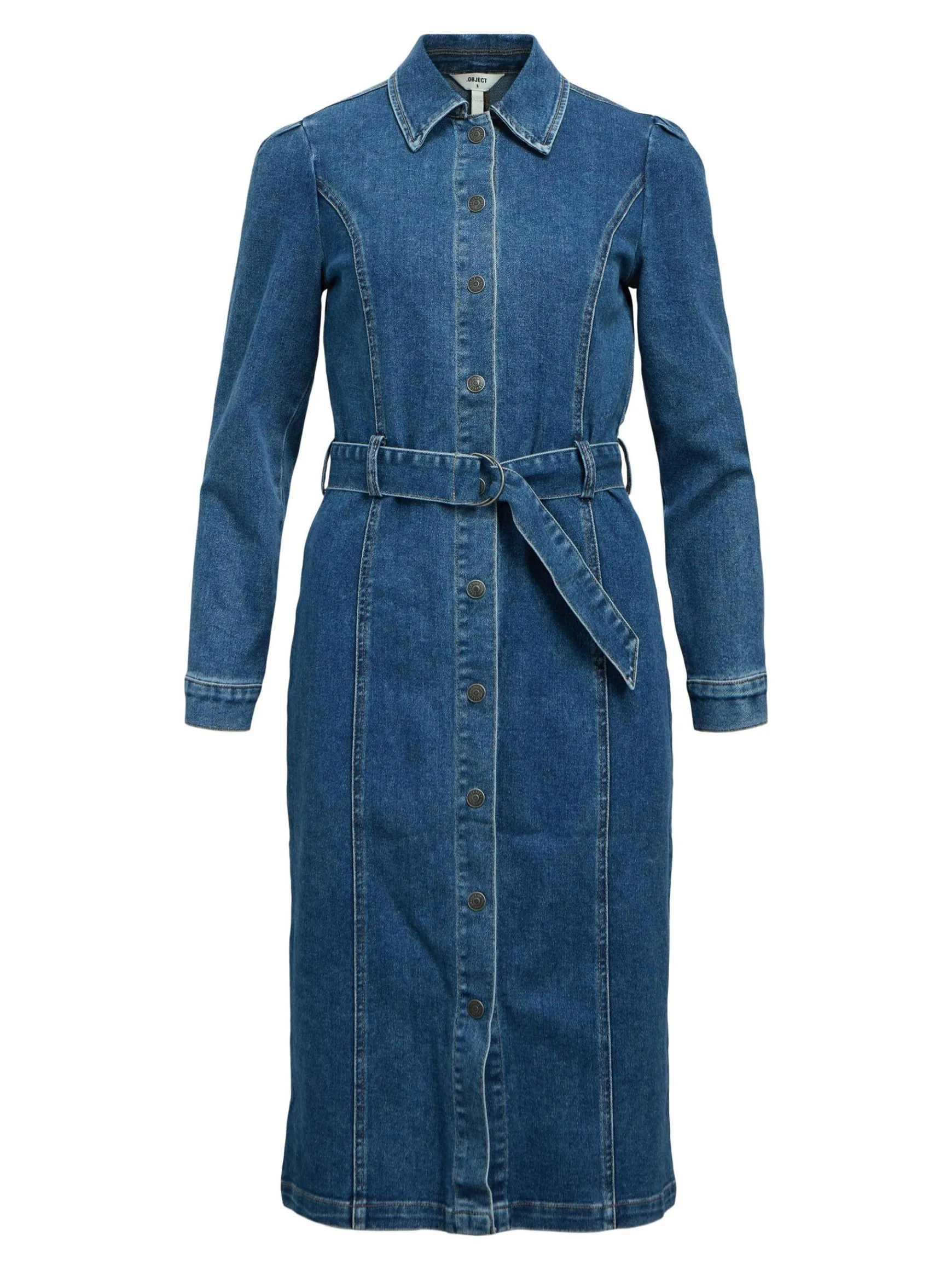 OBJECT Klänningar*DENIM MIDIKLÄNNING Medium Blue Denim