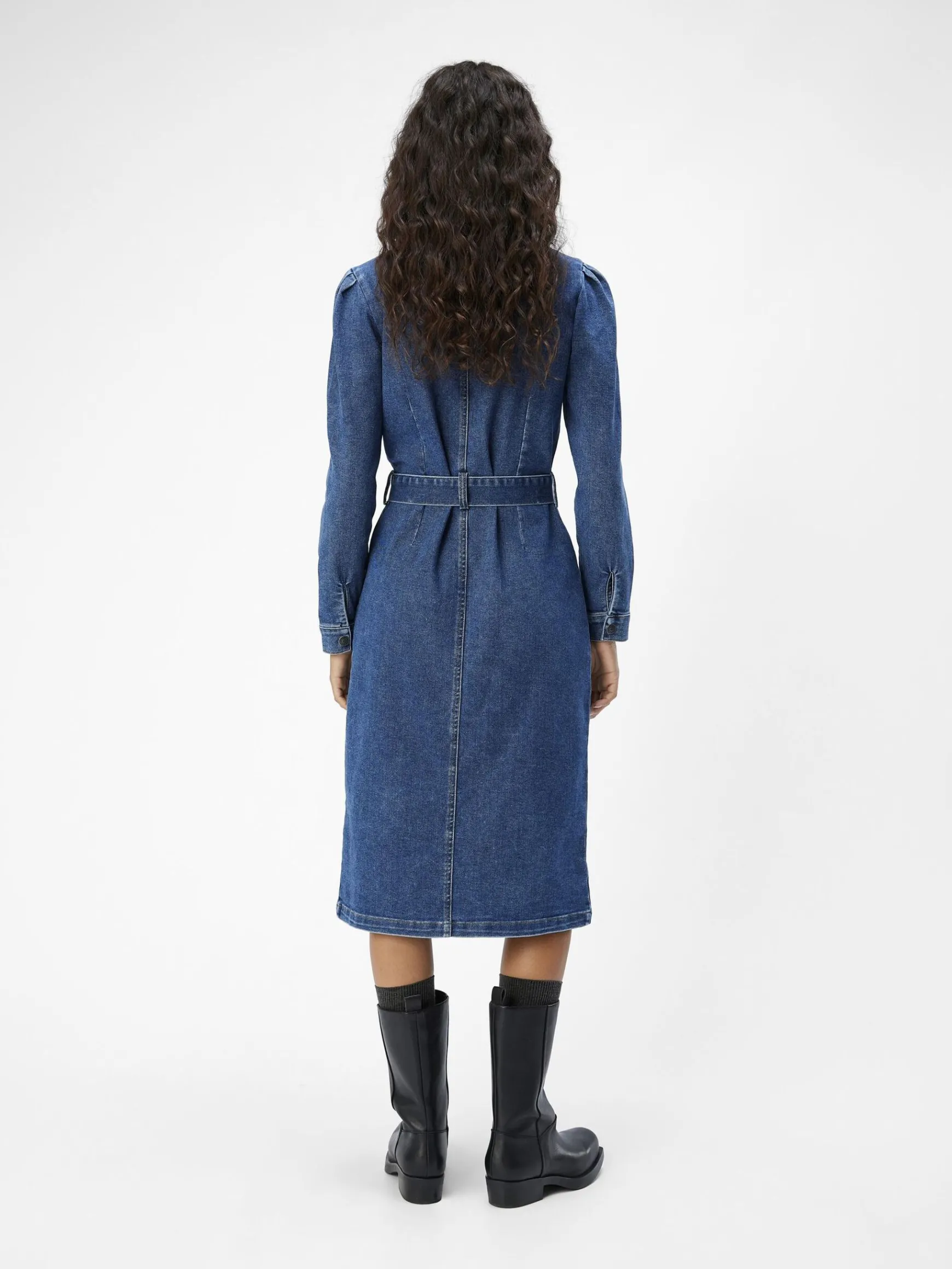 OBJECT Klänningar*DENIM MIDIKLÄNNING Medium Blue Denim