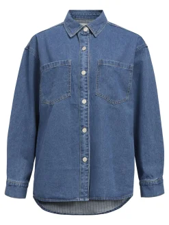 OBJECT Skjortor*DENIM SKJORTA Medium Blue Denim