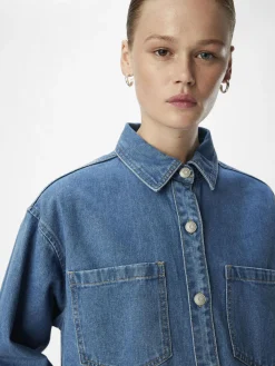 OBJECT Skjortor*DENIM SKJORTA Medium Blue Denim