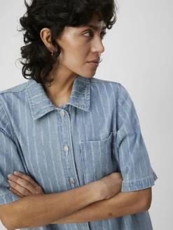 OBJECT Klänningar*DENIM SKJORTKLÄNNING Medium Blue Denim