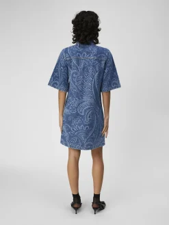 OBJECT Klänningar*DENIM SKJORTKLÄNNING Medium Blue Denim