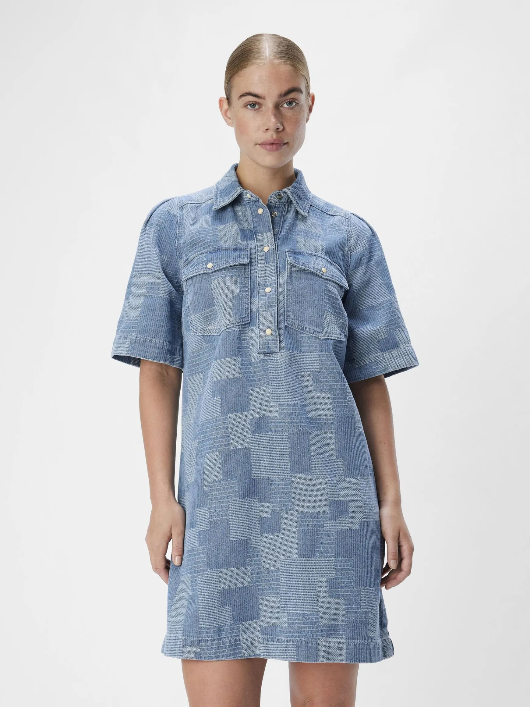 OBJECT Klänningar*DENIM SKJORTKLÄNNING Light Blue Denim