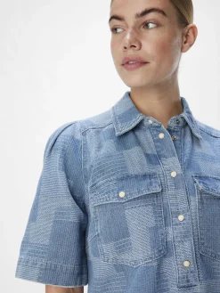OBJECT Klänningar*DENIM SKJORTKLÄNNING Light Blue Denim