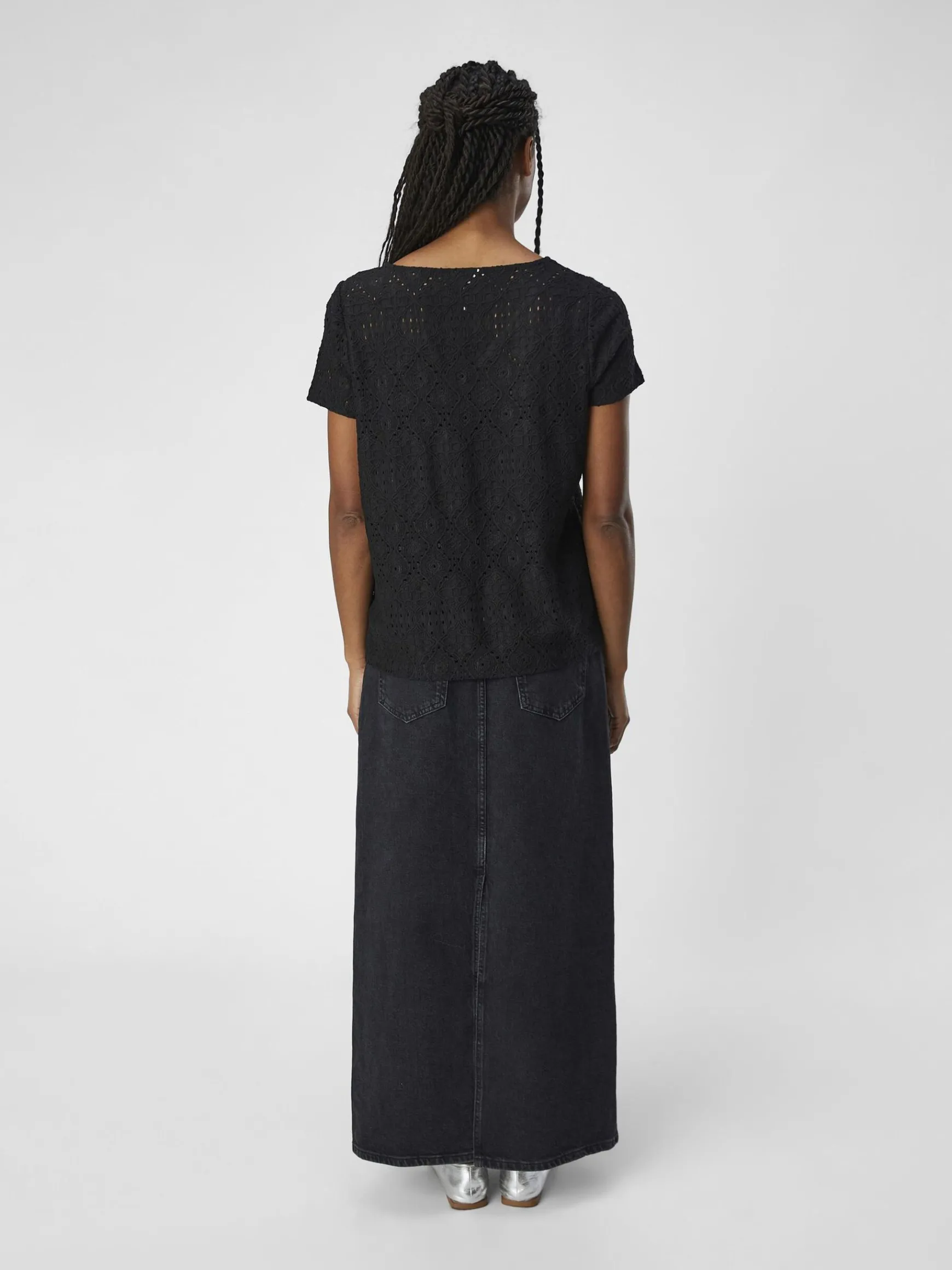 OBJECT Toppar*DETALJERAD V-RINGAD BLUS Black