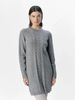 OBJECT Klänningar*FLÄTSTICKAD KORT KLÄNNING Medium Grey Melange