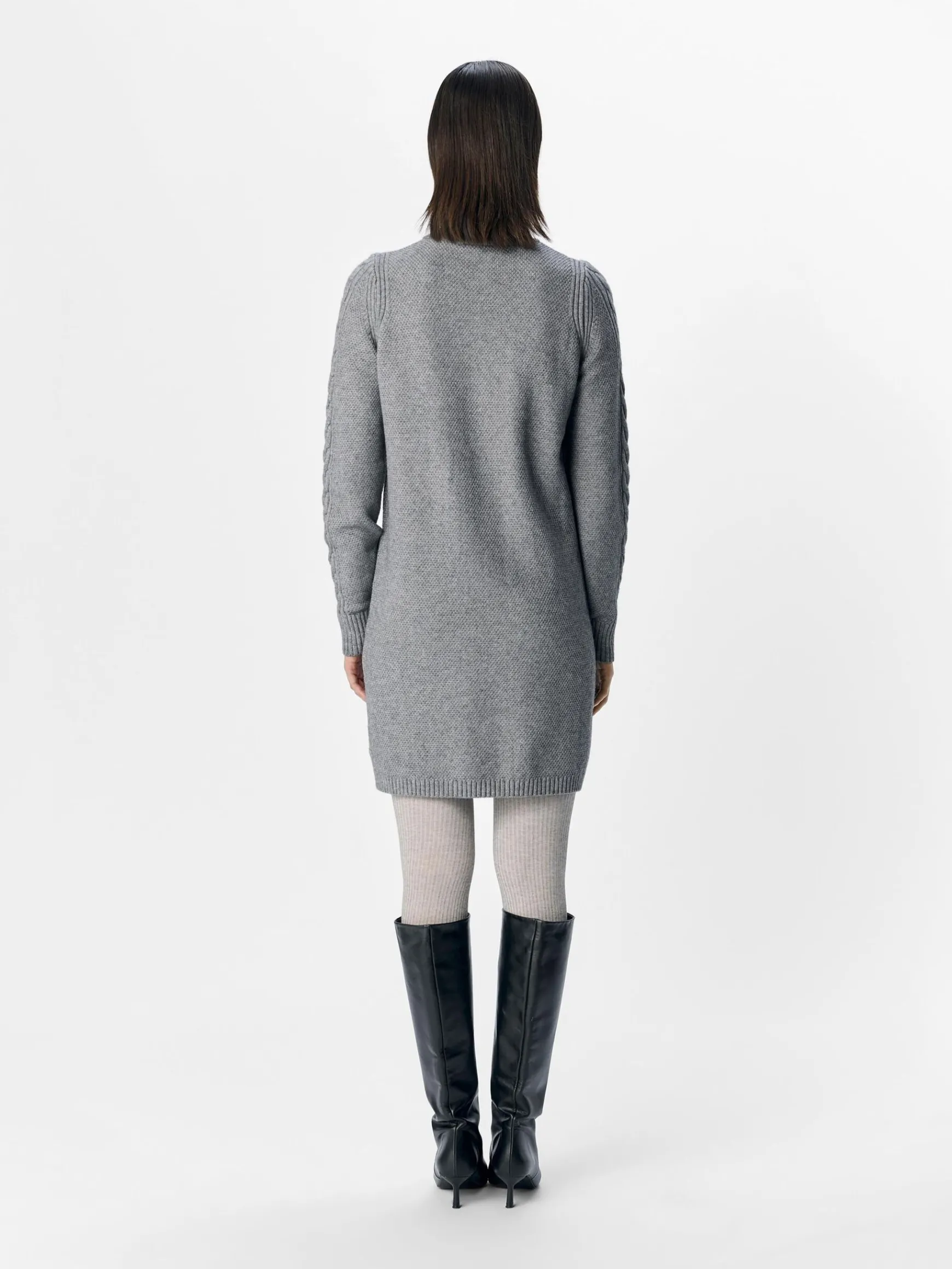 OBJECT Klänningar*FLÄTSTICKAD KORT KLÄNNING Medium Grey Melange