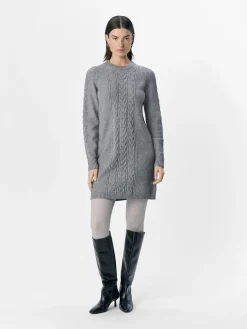 OBJECT Klänningar*FLÄTSTICKAD KORT KLÄNNING Medium Grey Melange