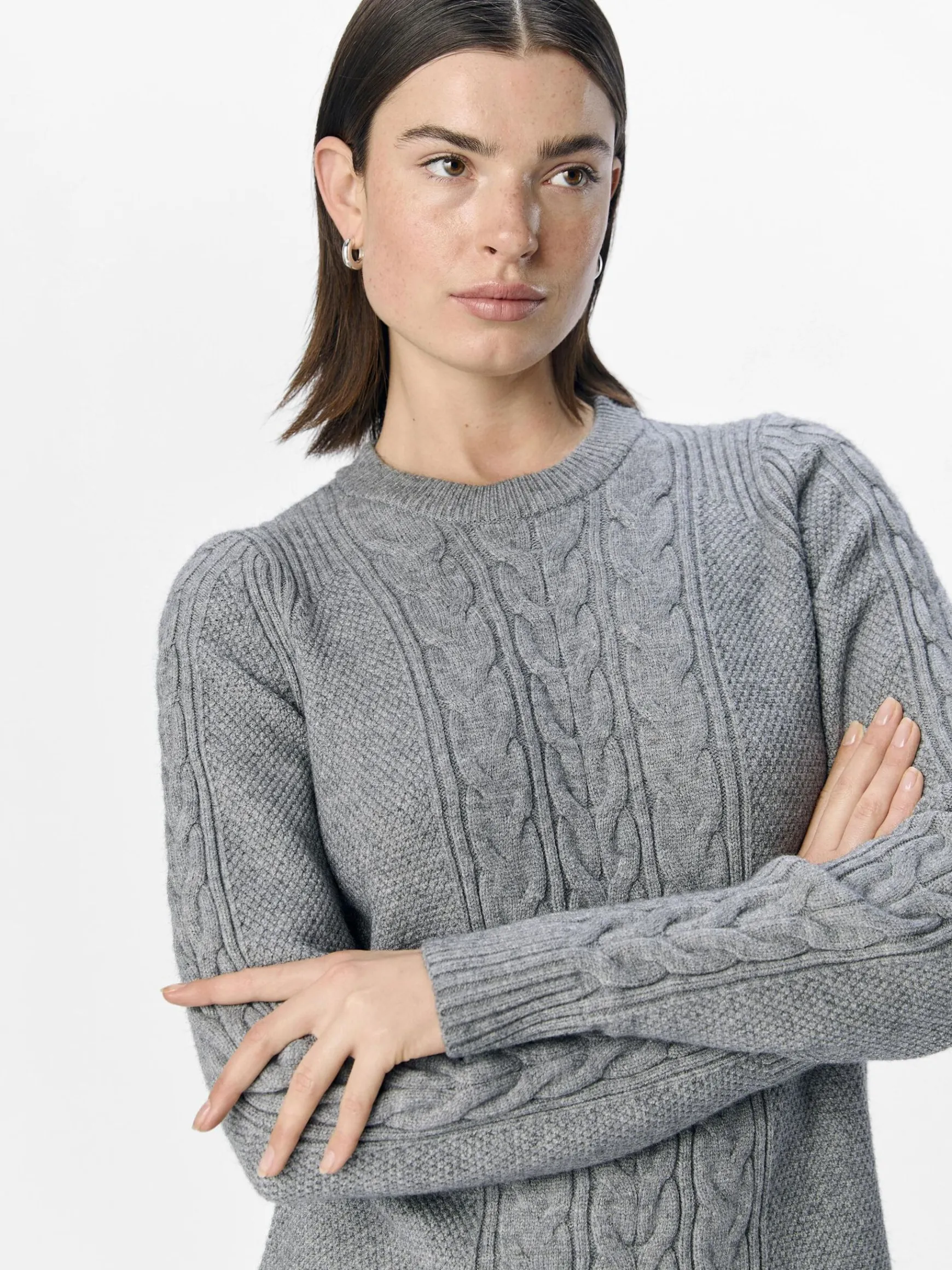 OBJECT Klänningar*FLÄTSTICKAD KORT KLÄNNING Medium Grey Melange