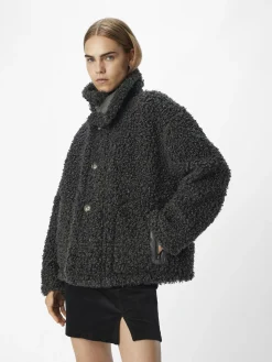 OBJECT Ytterkläder*FUSKSHEARLING JACKA Dark Grey Melange