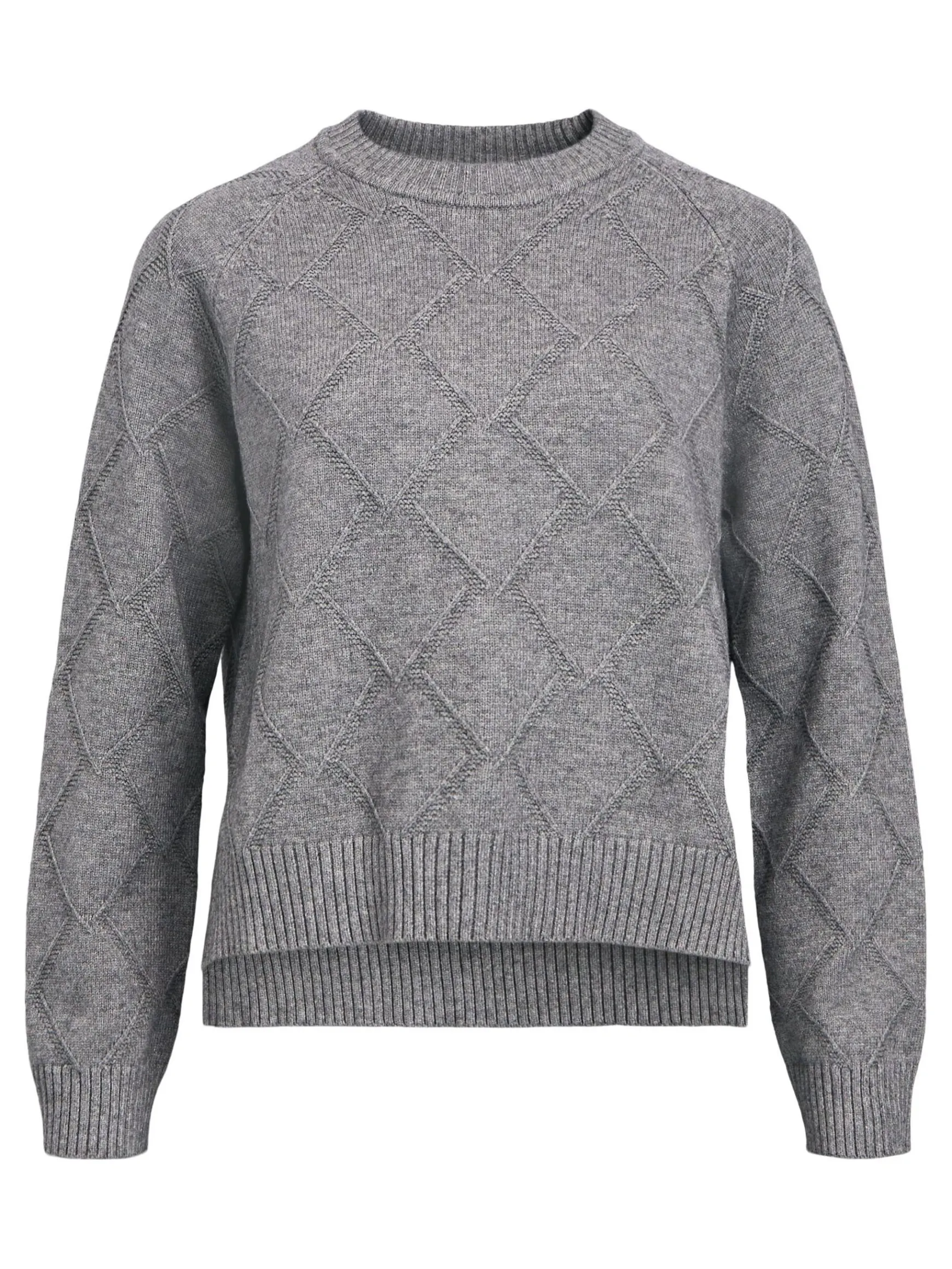 OBJECT Stickat*HÖGHALSAD TRÖJA Medium Grey Melange