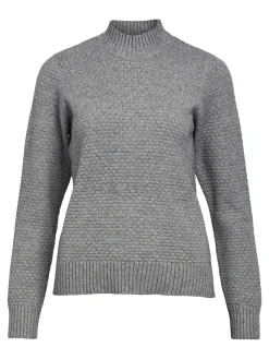 OBJECT Stickat*HÖGHALSAD TRÖJA Medium Grey Melange