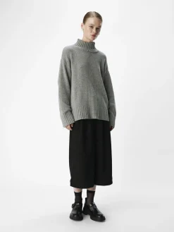 OBJECT Basic|Stickat*HÖGHALSAD TRÖJA Medium Grey Melange