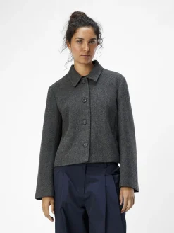 OBJECT Ytterkläder*KORT JACKA Dark Grey Melange