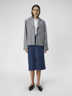 OBJECT Ytterkläder*KORT KAVAJ Light Grey Melange