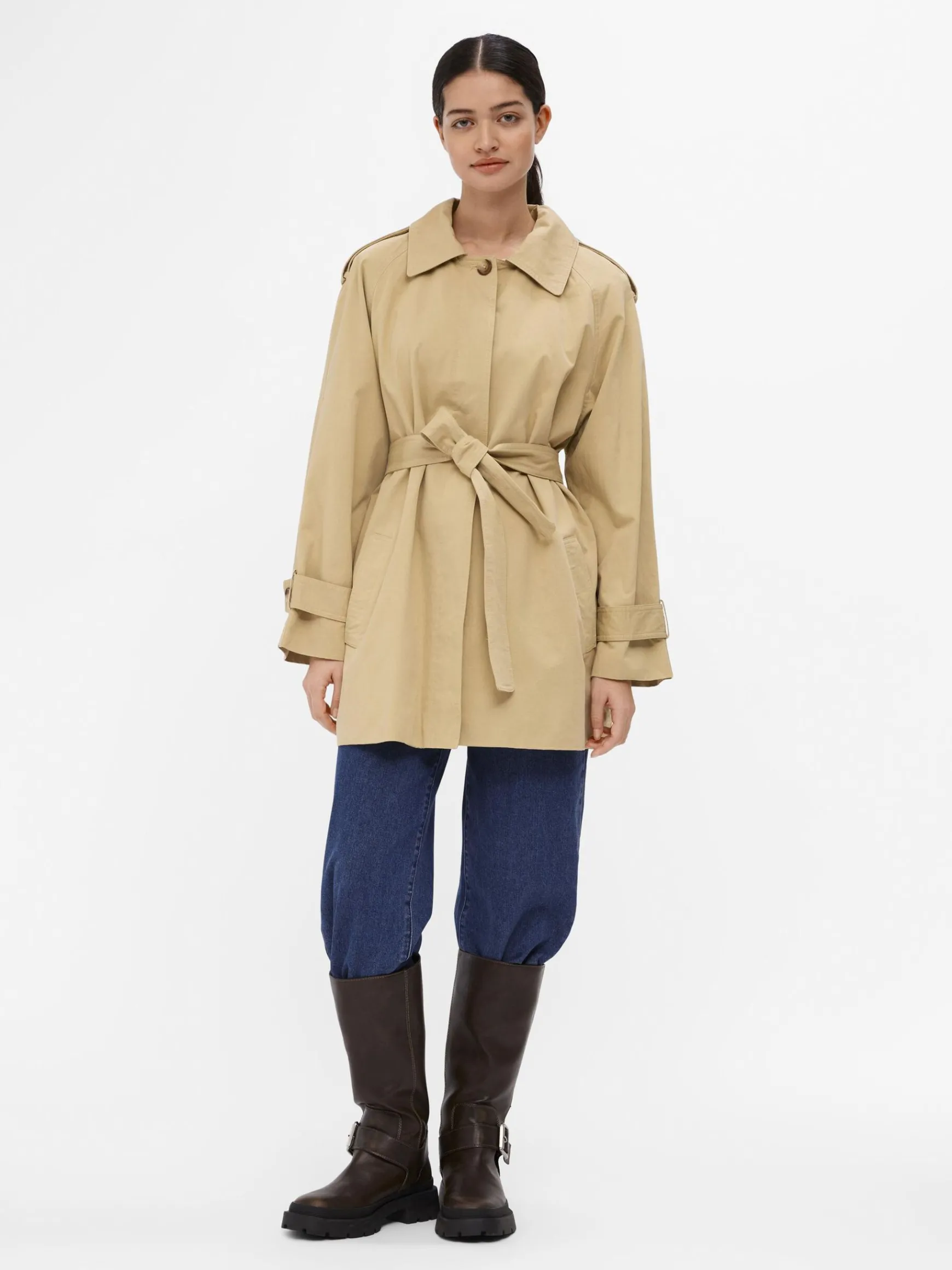 OBJECT Ytterkläder*KORT TRENCHCOAT Humus