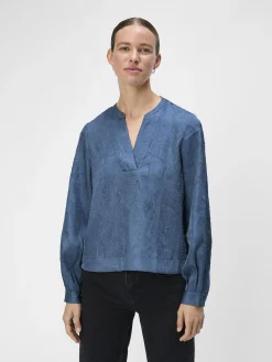 OBJECT Skjortor|Toppar*KRINKLAD BLUS Bering Sea