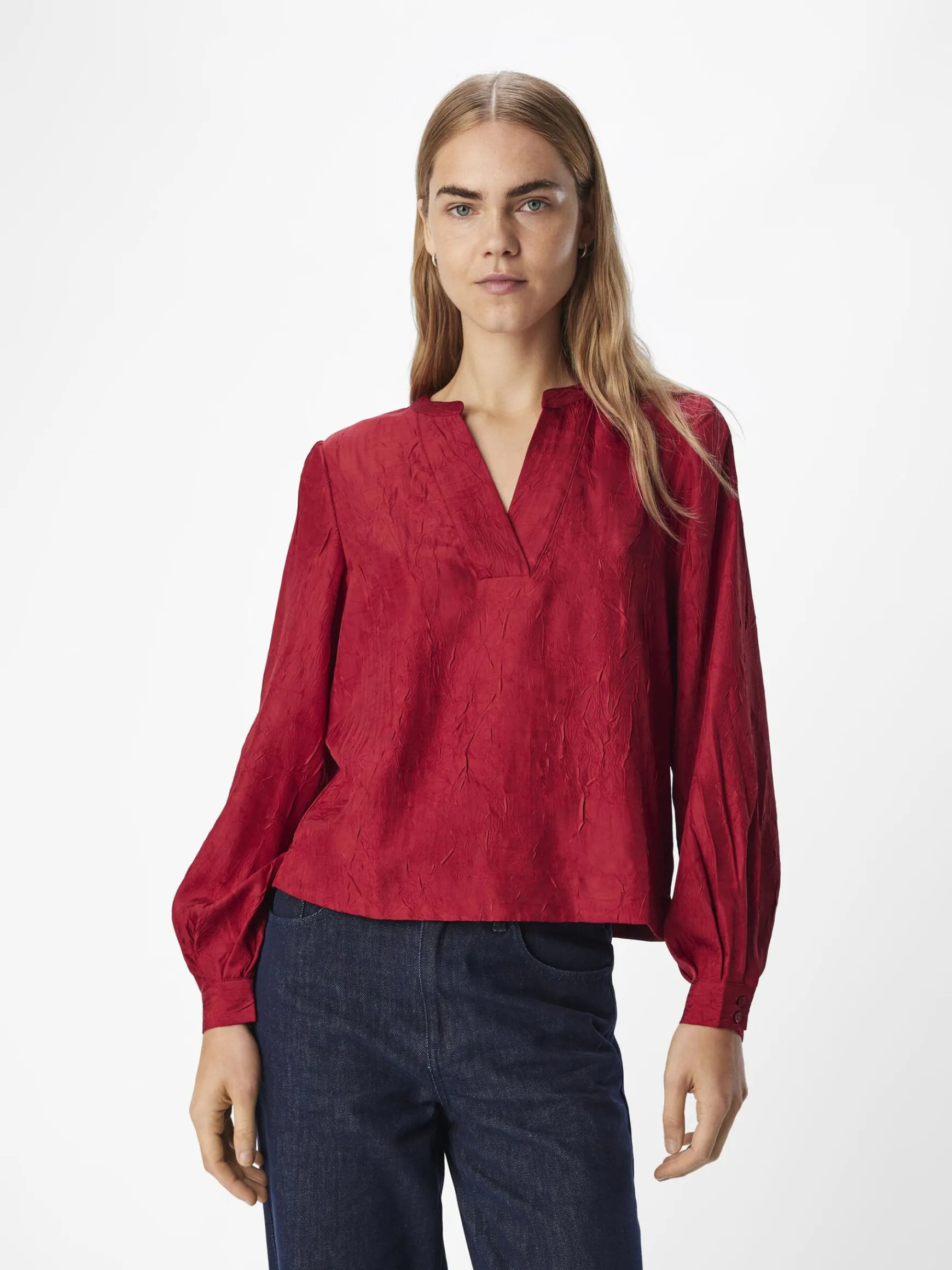 OBJECT Skjortor|Toppar*KRINKLAD BLUS Red Dahlia