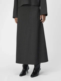 OBJECT Kjolar*KRITSTRECKSRANDIGA MAXIKJOL Dark Grey Melange